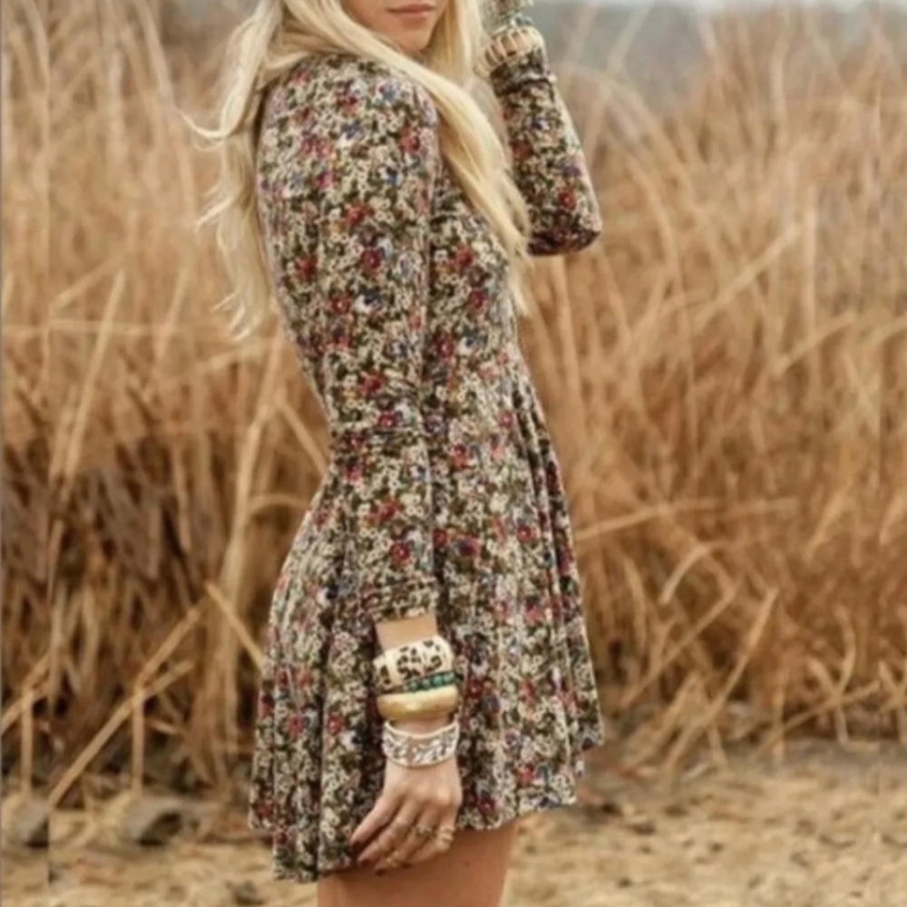Show Me Your Mumu‎ Stevie Babydoll Flower Cider Long Sleeve Boho